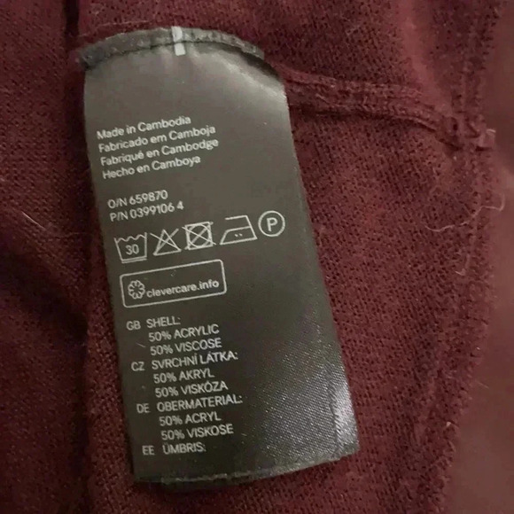 H & M open front draping cardigan, lightweight brown w/ tone of burgundy size M - Picture 6 of 6